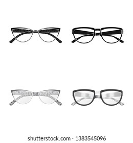 Isolated object of glasses and frame sign. Collection of glasses and accessory vector icon for stock.