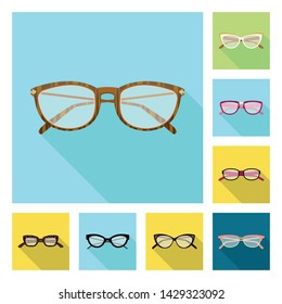 Isolated object of glasses and frame sign. Set of glasses and accessory stock vector illustration.