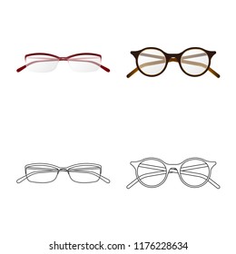 Isolated object of glasses and frame symbol. Set of glasses and accessory stock vector illustration.