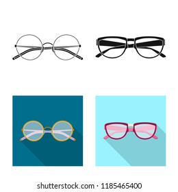 Isolated object of glasses and frame symbol. Collection of glasses and accessory stock symbol for web.