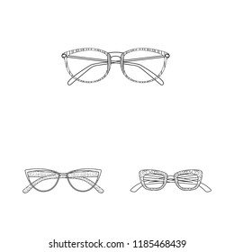 Isolated object of glasses and frame symbol. Collection of glasses and accessory stock symbol for web.
