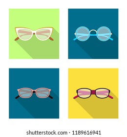Isolated object of glasses and frame symbol. Collection of glasses and accessory stock vector illustration.
