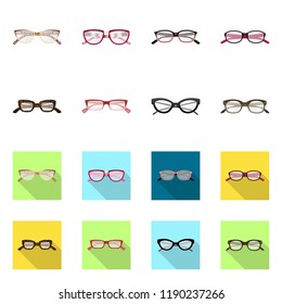 Isolated object of glasses and frame symbol. Collection of glasses and accessory stock symbol for web.