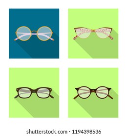 Isolated object of glasses and frame symbol. Collection of glasses and accessory stock vector illustration.