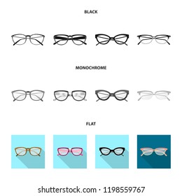 Isolated object of glasses and frame symbol. Set of glasses and accessory stock symbol for web.