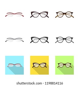 Isolated object of glasses and frame symbol. Collection of glasses and accessory stock vector illustration.