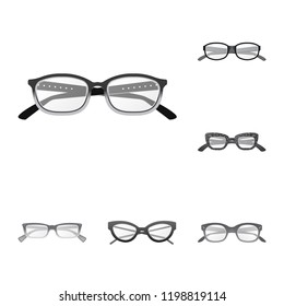 Isolated object of glasses and frame symbol. Set of glasses and accessory vector icon for stock.