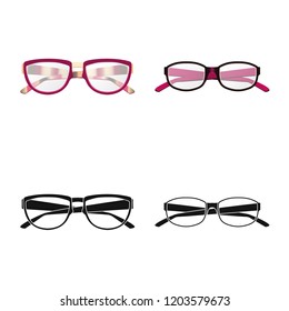 Isolated object of glasses and frame symbol. Collection of glasses and accessory stock symbol for web.