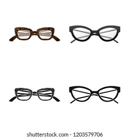 Isolated object of glasses and frame symbol. Collection of glasses and accessory vector icon for stock.