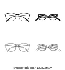 Isolated object of glasses and frame symbol. Set of glasses and accessory stock vector illustration.