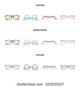 Isolated object of glasses and frame symbol. Collection of glasses and accessory vector icon for stock.