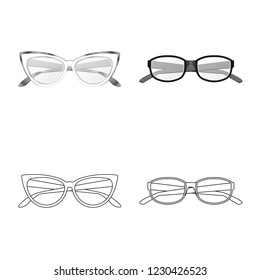 Isolated object of glasses and frame symbol. Set of glasses and accessory stock vector illustration.