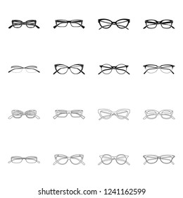 Isolated object of glasses and frame symbol. Collection of glasses and accessory stock symbol for web.