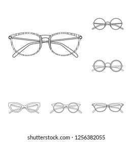 Isolated object of glasses and frame symbol. Collection of glasses and accessory vector icon for stock.