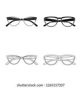 Isolated object of glasses and frame symbol. Set of glasses and accessory stock vector illustration.