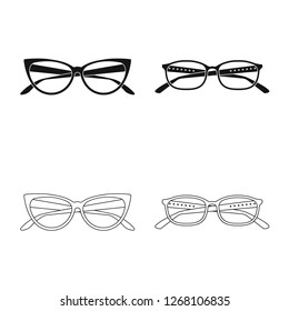 Isolated object of glasses and frame symbol. Collection of glasses and accessory stock vector illustration.