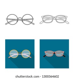 Isolated object of glasses and frame symbol. Set of glasses and accessory stock symbol for web.