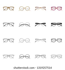 Isolated object of glasses and frame symbol. Set of glasses and accessory vector icon for stock.