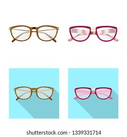Isolated object of glasses and frame symbol. Collection of glasses and accessory vector icon for stock.