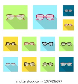 Isolated object of glasses and frame symbol. Collection of glasses and accessory stock symbol for web.