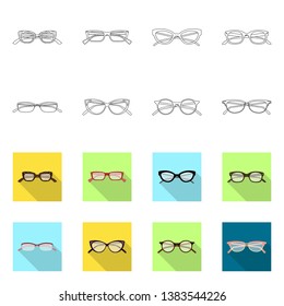 Isolated object of glasses and frame symbol. Collection of glasses and accessory stock vector illustration.