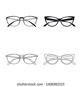 Isolated object of glasses and frame symbol. Collection of glasses and accessory stock symbol for web.