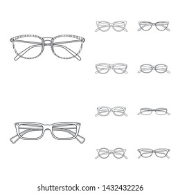 Isolated object of glasses and frame symbol. Set of glasses and accessory vector icon for stock.