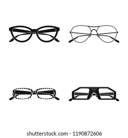 Isolated object of glasses and sunglasses icon. Set of glasses and accessory vector icon for stock.