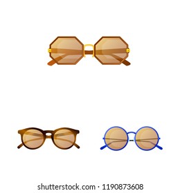 Isolated object of glasses and sunglasses icon. Set of glasses and accessory stock symbol for web.