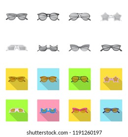 Isolated object of glasses and sunglasses icon. Set of glasses and accessory stock symbol for web.
