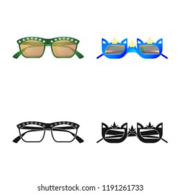Isolated object of glasses and sunglasses icon. Collection of glasses and accessory vector icon for stock.