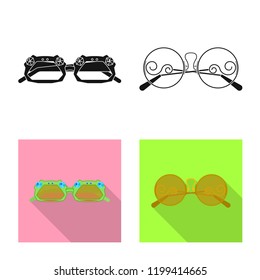 Isolated object of glasses and sunglasses icon. Set of glasses and accessory stock symbol for web.