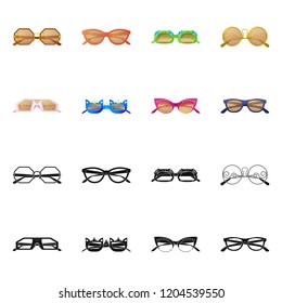 Isolated object of glasses and sunglasses icon. Collection of glasses and accessory vector icon for stock.