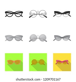 Isolated object of glasses and sunglasses icon. Set of glasses and accessory stock vector illustration.