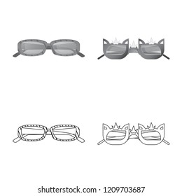 Isolated object of glasses and sunglasses icon. Set of glasses and accessory stock vector illustration.