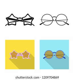 Isolated object of glasses and sunglasses icon. Collection of glasses and accessory stock symbol for web.