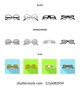 Isolated object of glasses and sunglasses icon. Set of glasses and accessory stock vector illustration.