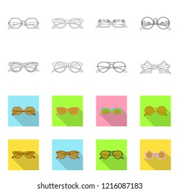 Isolated object of glasses and sunglasses icon. Set of glasses and accessory stock vector illustration.