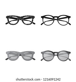 Isolated object of glasses and sunglasses icon. Collection of glasses and accessory vector icon for stock.