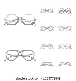 Isolated object of glasses and sunglasses icon. Collection of glasses and accessory vector icon for stock.