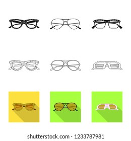 Isolated object of glasses and sunglasses icon. Set of glasses and accessory vector icon for stock.