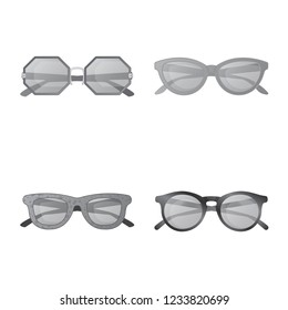 Isolated object of glasses and sunglasses icon. Collection of glasses and accessory vector icon for stock.