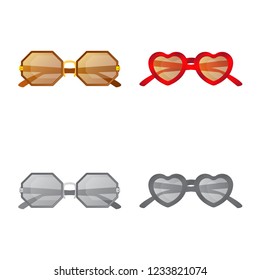 Isolated object of glasses and sunglasses icon. Collection of glasses and accessory stock vector illustration.