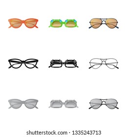 Isolated object of glasses and sunglasses icon. Collection of glasses and accessory vector icon for stock.