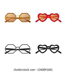 Isolated object of glasses and sunglasses icon. Collection of glasses and accessory stock symbol for web.