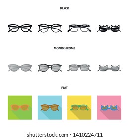 Isolated object of glasses and sunglasses icon. Collection of glasses and accessory stock vector illustration.