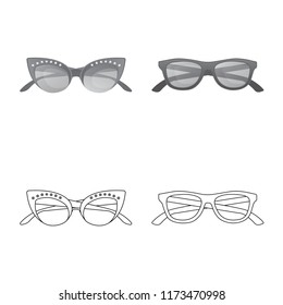Isolated object of glasses and sunglasses logo. Collection of glasses and accessory vector icon for stock.