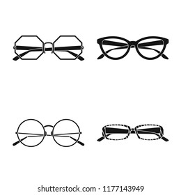 Isolated object of glasses and sunglasses logo. Collection of glasses and accessory stock symbol for web.
