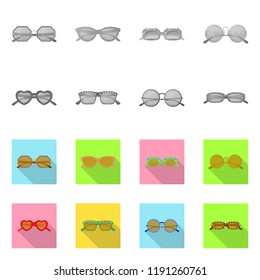 Isolated object of glasses and sunglasses logo. Set of glasses and accessory stock vector illustration.