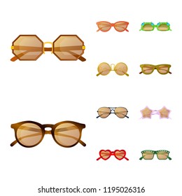 Isolated object of glasses and sunglasses logo. Set of glasses and accessory stock vector illustration.